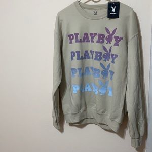 Brand new never worn authentic playboy cream crew neck ombré letter sweater
